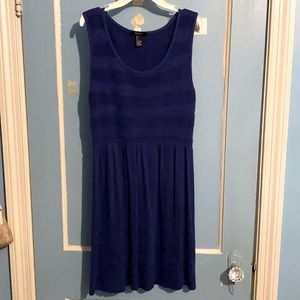 Blue, defined waist, tank top dress